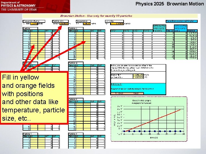 Physics 2025 Brownian Motion Fill in yellow and orange fields with positions and other