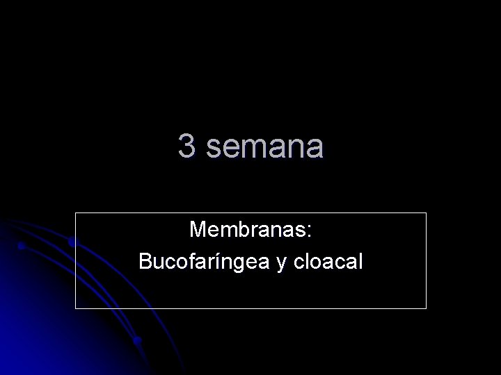 3 semana Membranas: Bucofaríngea y cloacal 