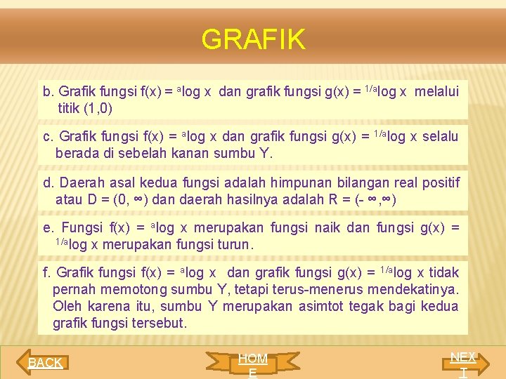 GRAFIK b. Grafik fungsi f(x) = alog x dan grafik fungsi g(x) = 1/alog