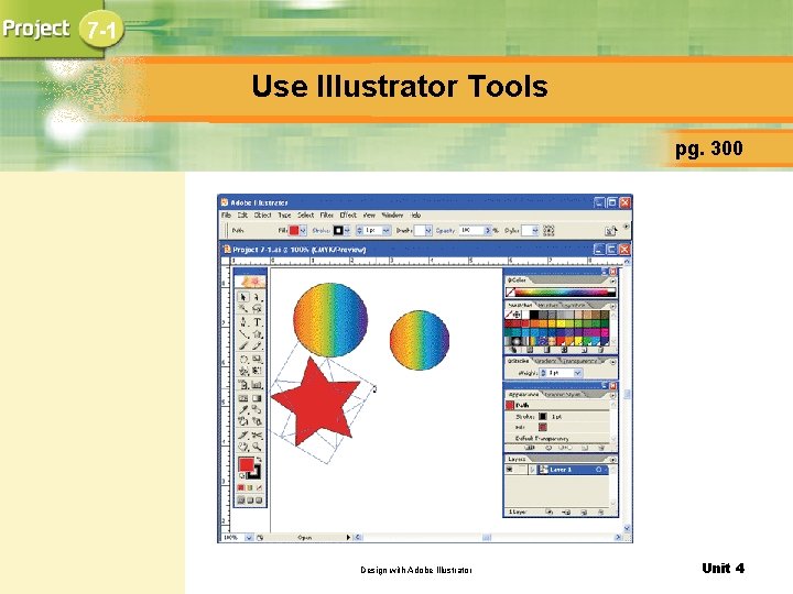 7 -1 Use Illustrator Tools pg. 300 Design with Adobe Illustrator Unit 4 