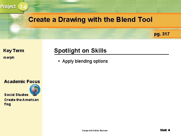 7 -6 Create a Drawing with the Blend Tool pg. 317 Key Term morph