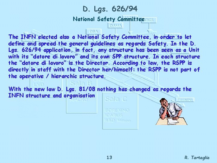 D. Lgs. 626/94 National Safety Committee The INFN elected also a National Safety Committee,