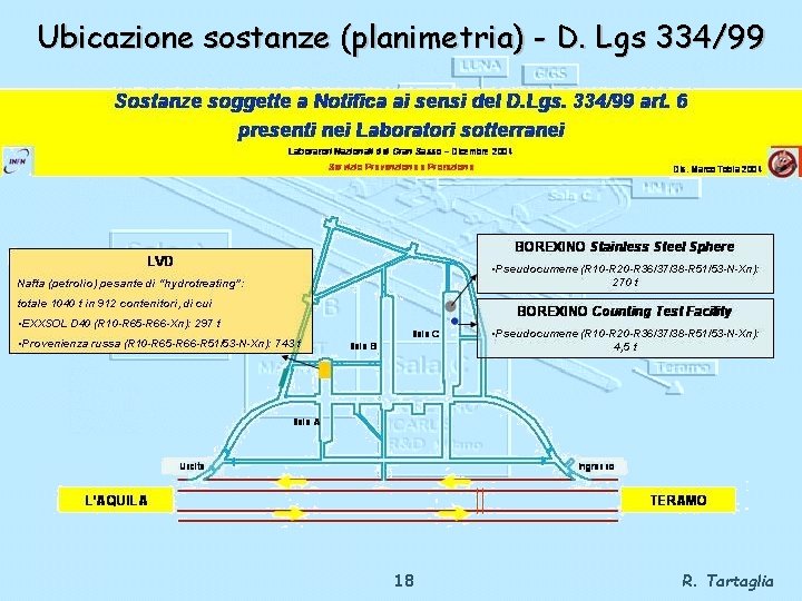 Ubicazione sostanze (planimetria) - D. Lgs 334/99 18 R. Tartaglia 