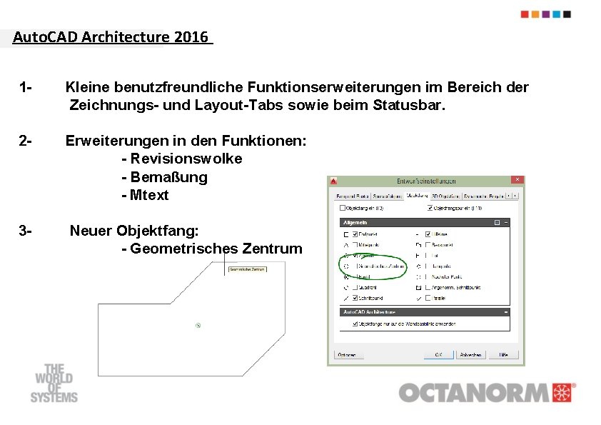 Auto. CAD Architecture 2016 1 - Kleine benutzfreundliche Funktionserweiterungen im Bereich der Zeichnungs- und