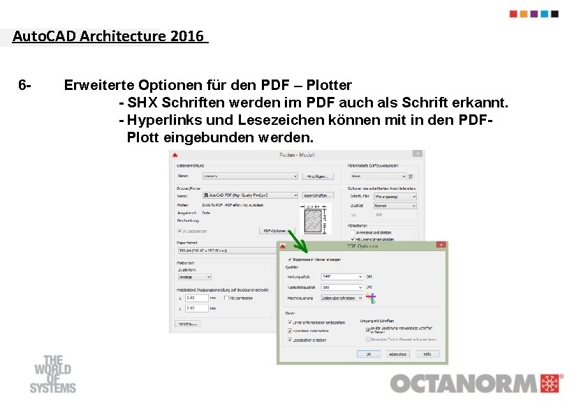 Auto. CAD Architecture 2016 6 - Erweiterte Optionen für den PDF – Plotter -