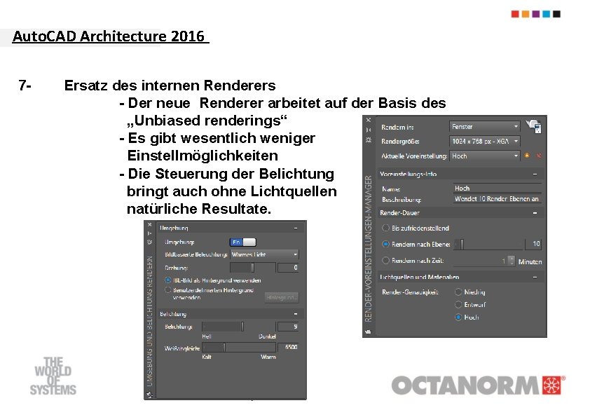 Auto. CAD Architecture 2016 7 - Ersatz des internen Renderers - Der neue Renderer