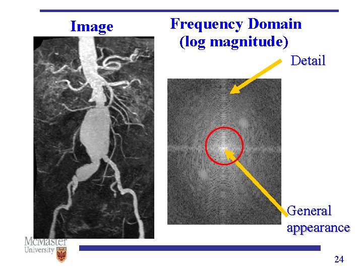 Image Frequency Domain (log magnitude) v Detail u General appearance 24 