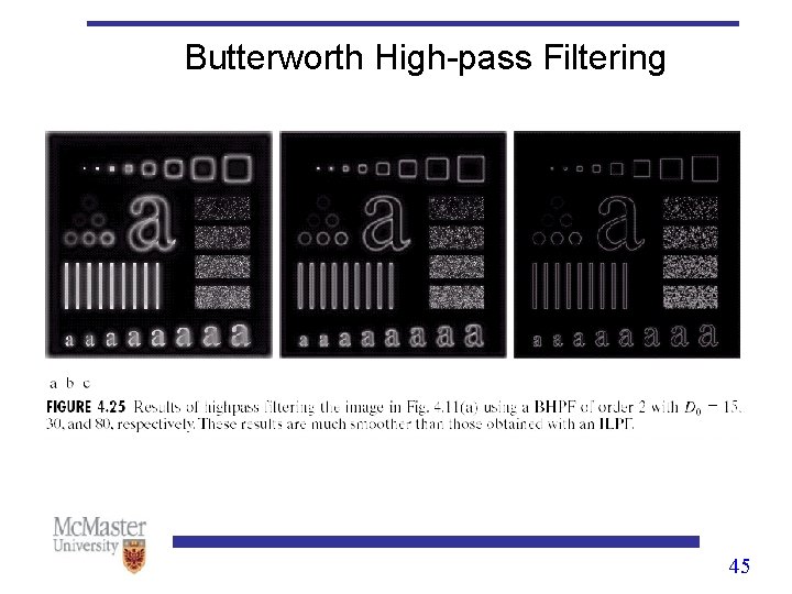 Butterworth High-pass Filtering 45 