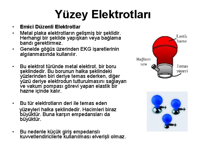 Yüzey Elektrotları • • • Emici Düzenli Elektrotlar Metal plaka elektrotların gelişmiş bir şeklidir.