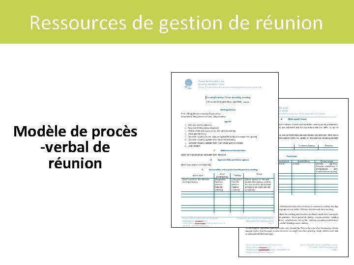 Ressources de gestion de réunion Modèle de procès -verbal de réunion 