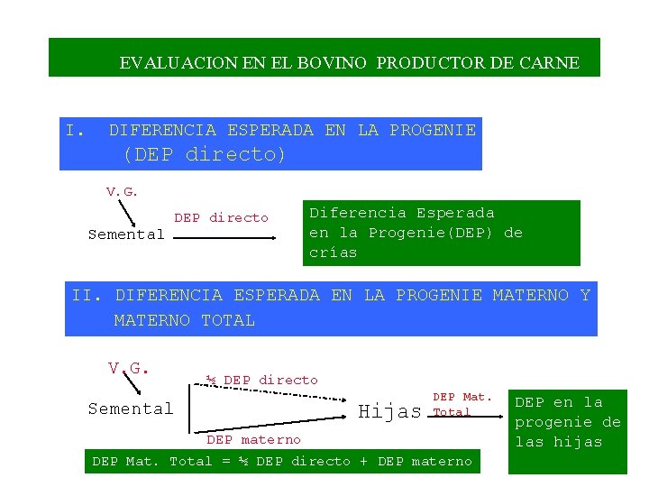 EVALUACION EN EL BOVINO PRODUCTOR DE CARNE I. DIFERENCIA ESPERADA EN LA PROGENIE (DEP