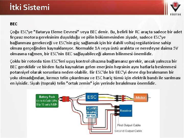 İtki Sistemi BEC Çoğu ESC'ye "Batarya Eleme Devresi" veya BEC denir. Bu, belirli bir