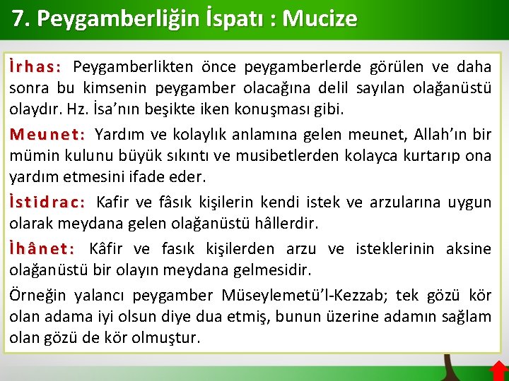 7. Peygamberliğin İspatı : Mucize İ r h a s : Peygamberlikten önce peygamberlerde