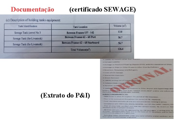 Documentação (certificado SEWAGE) (Extrato do P&I) 