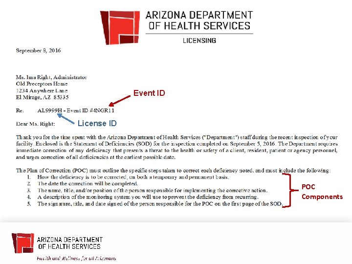 Event ID License ID POC Components 