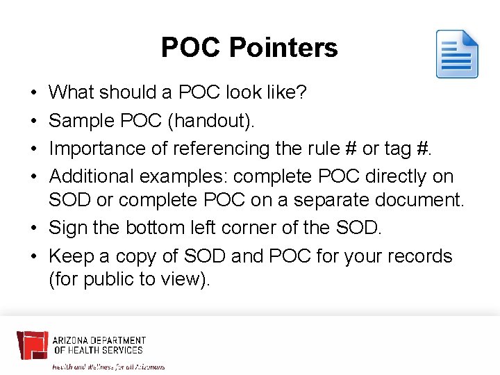 POC Pointers • • What should a POC look like? Sample POC (handout). Importance