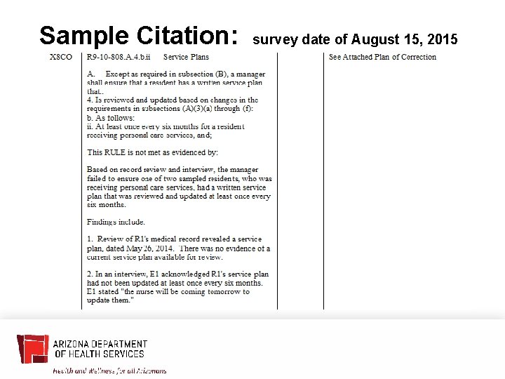 Sample Citation: survey date of August 15, 2015 