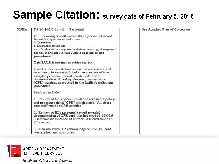 Sample Citation: survey date of February 5, 2016 