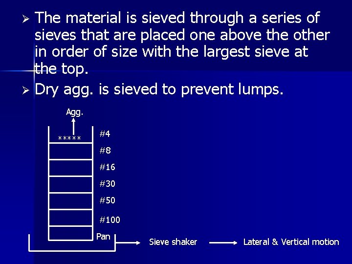 The material is sieved through a series of sieves that are placed one above