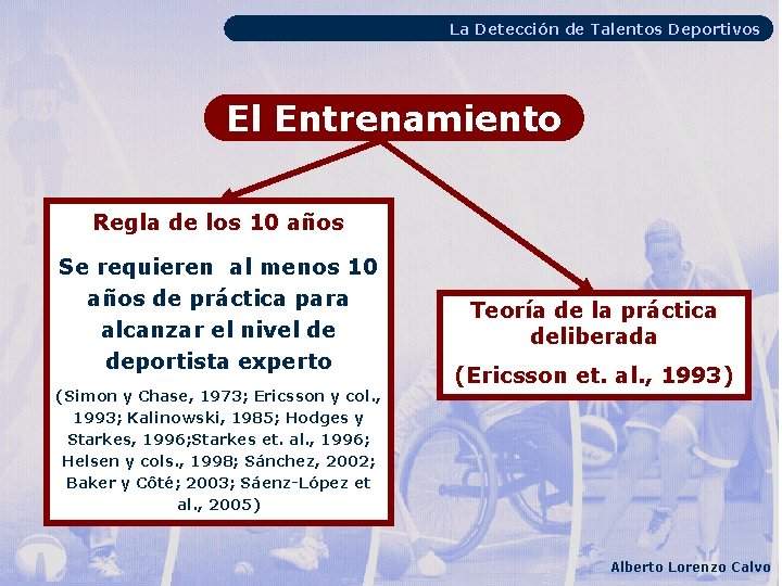 La Detección de Talentos Deportivos El Entrenamiento Regla de los 10 años Se requieren