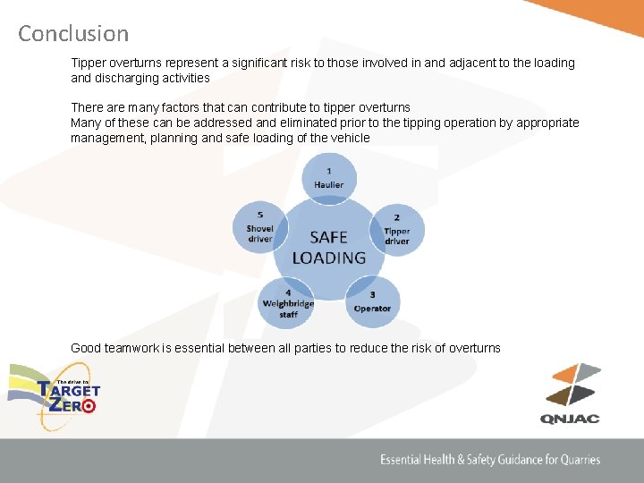 Conclusion Tipper overturns represent a significant risk to those involved in and adjacent to