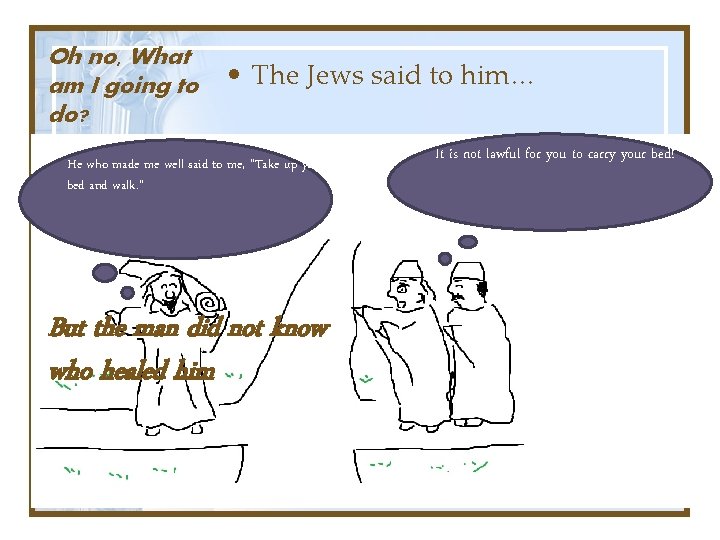 Oh no, What am I going to do? • The Jews said to him…