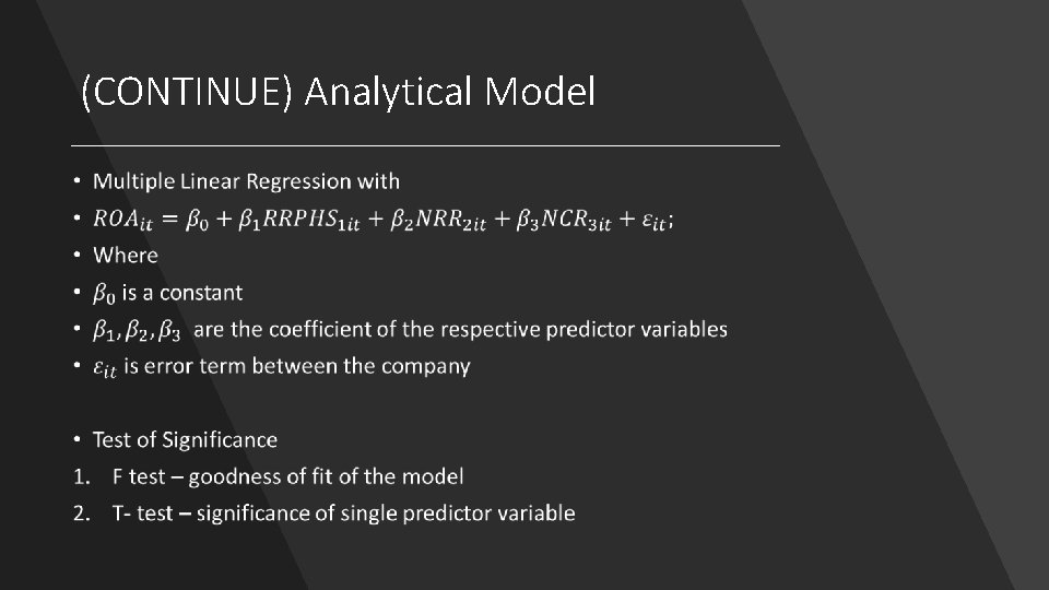 (CONTINUE) Analytical Model 