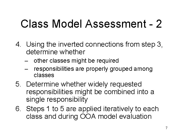 Class Model Assessment - 2 4. Using the inverted connections from step 3, determine