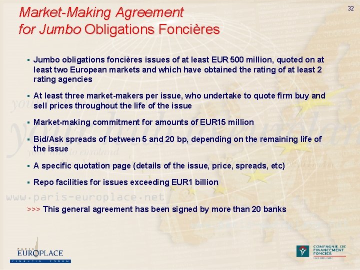 Market-Making Agreement for Jumbo Obligations Foncières § Jumbo obligations foncières issues of at least