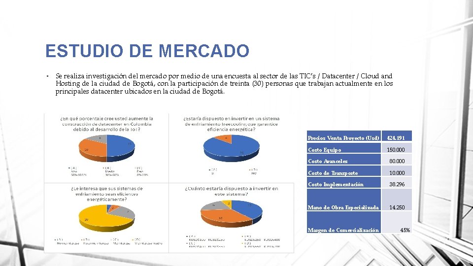 ESTUDIO DE MERCADO • Se realiza investigación del mercado por medio de una encuesta