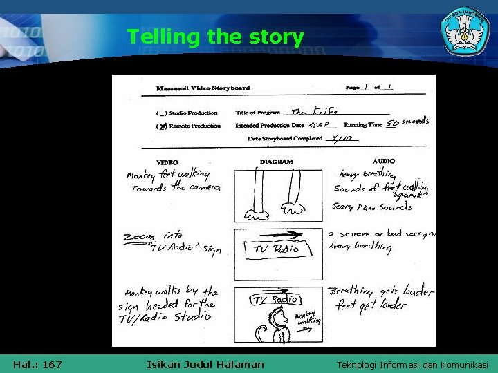 Telling the story Hal. : 167 Isikan Judul Halaman Teknologi Informasi dan Komunikasi 