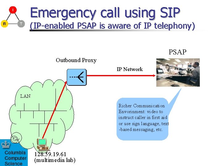 Emergency call using SIP (IP-enabled PSAP is aware of IP telephony) PSAP Outbound Proxy