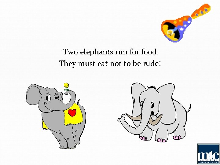 Two elephants run for food. They must eat not to be rude! 