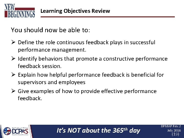 Learning Objectives Review You should now be able to: Ø Define the role continuous Learning Objectives Review You should now be able to: Ø Define the role continuous