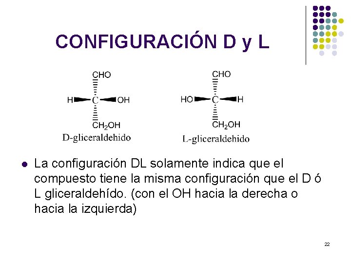 CONFIGURACIÓN D y L l La configuración DL solamente indica que el compuesto tiene