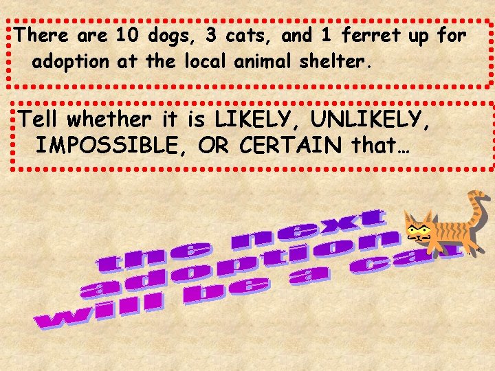 There are 10 dogs, 3 cats, and 1 ferret up for adoption at the