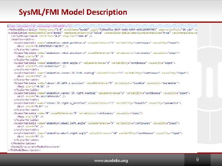 Sys. ML/FMI Model Description www. modelio. org 9 