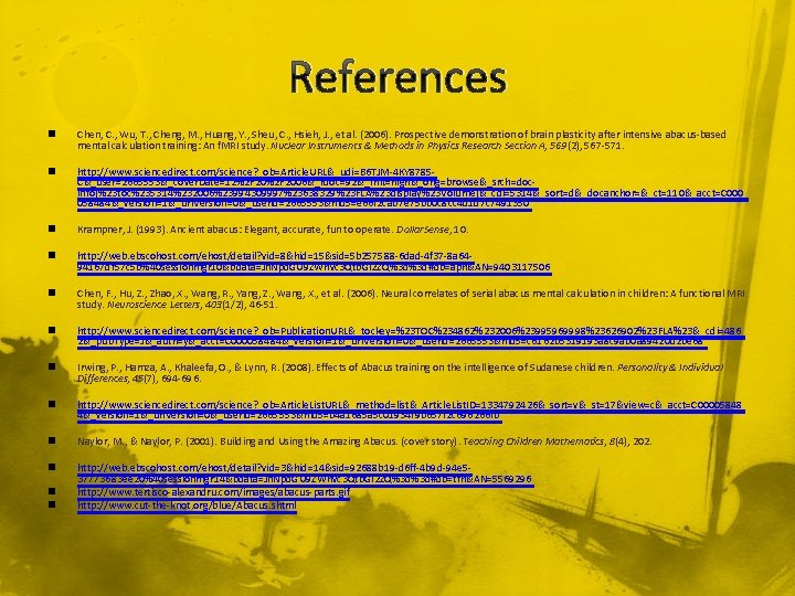 References n n n n n Chen, C. , Wu, T. , Cheng, M.