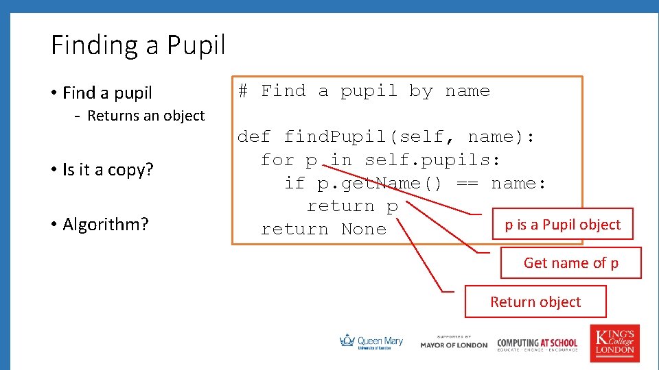 Finding a Pupil • Find a pupil # Find a pupil by name -