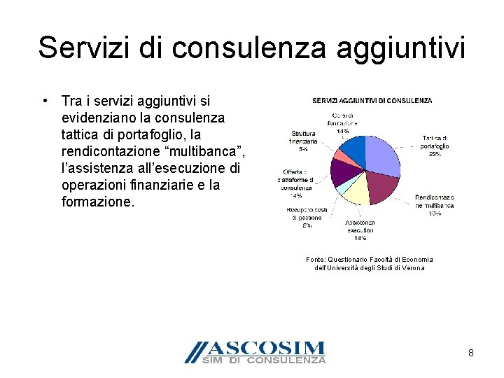 Servizi di consulenza aggiuntivi • Tra i servizi aggiuntivi si evidenziano la consulenza tattica