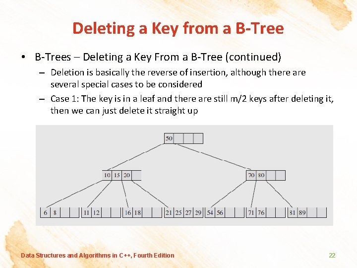Deleting a Key from a B-Tree • B-Trees – Deleting a Key From a