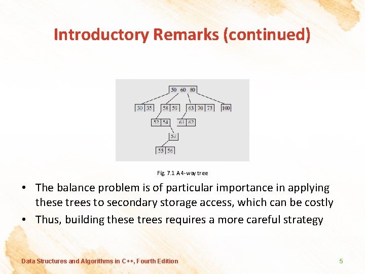 Introductory Remarks (continued) Fig. 7. 1 A 4 -way tree • The balance problem
