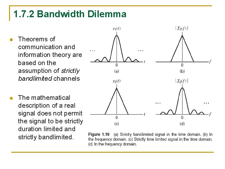 1. 7. 2 Bandwidth Dilemma n Theorems of communication and information theory are based