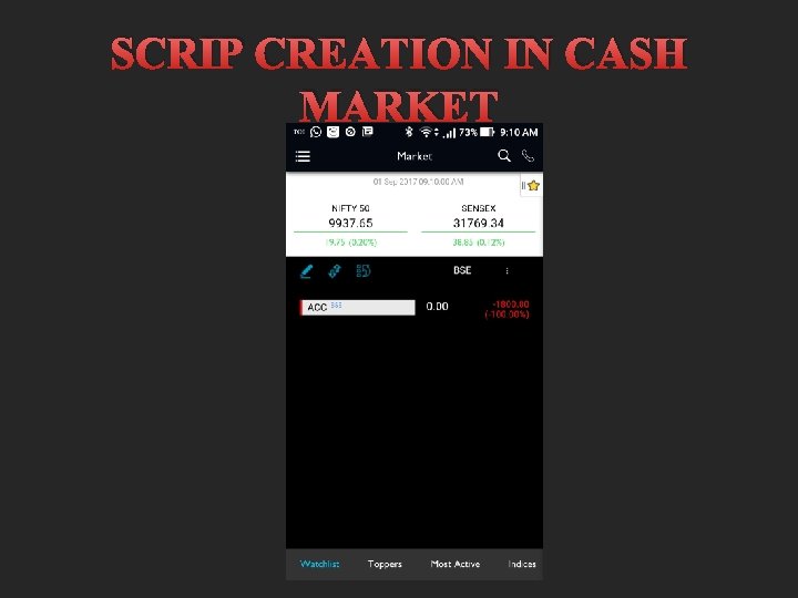 SCRIP CREATION IN CASH MARKET 