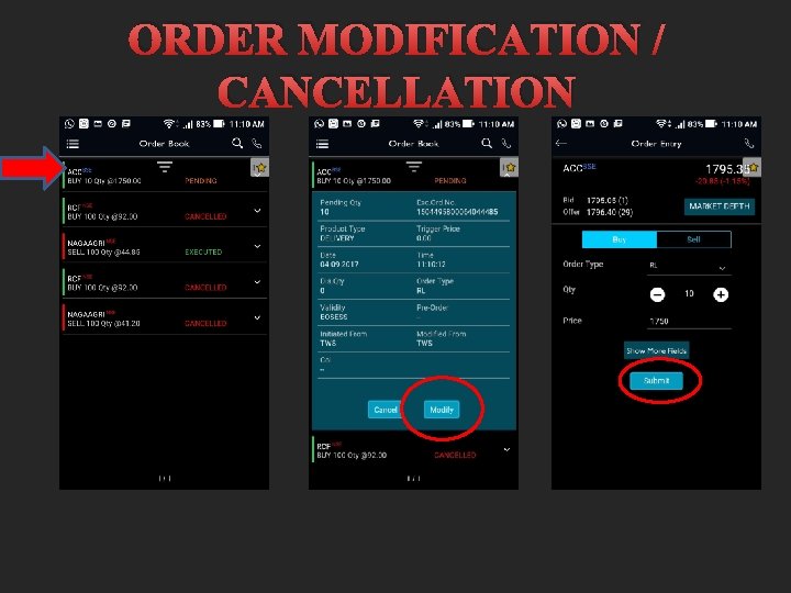 ORDER MODIFICATION / CANCELLATION 