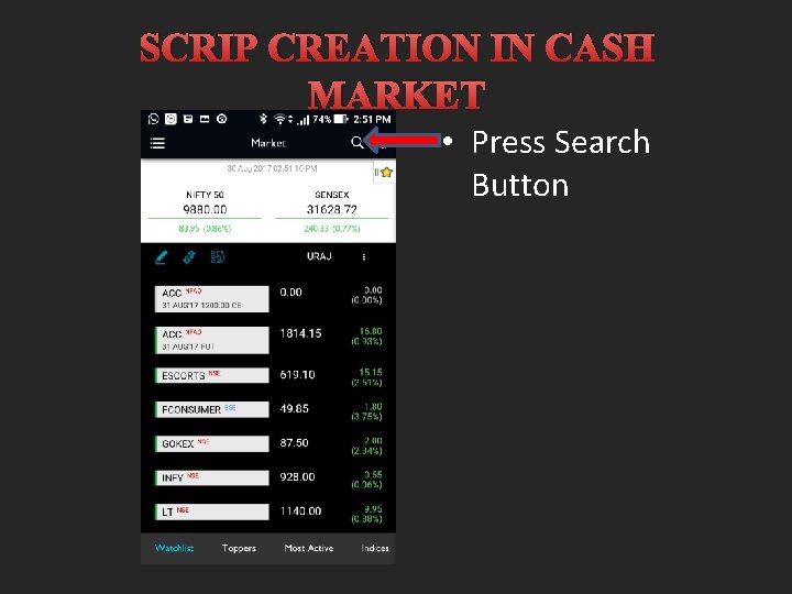 SCRIP CREATION IN CASH MARKET • Press Search Button 