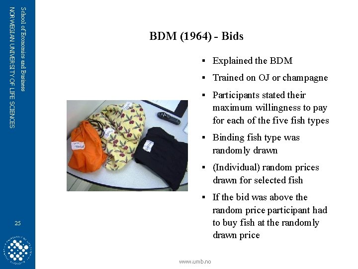 School of Economics and Business NORWEGIAN UNIVERSITY OF LIFE SCIENCES BDM (1964) - Bids