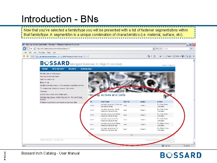 Introduction - BNs © Bossard Now that you’ve selected a family/type you will be
