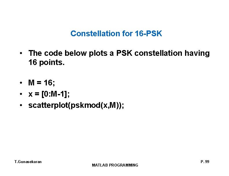 Constellation for 16 -PSK • The code below plots a PSK constellation having 16