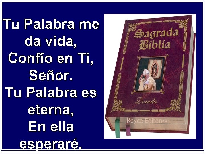 Tu Palabra me da vida, Confío en Ti, Señor. Tu Palabra es eterna, En